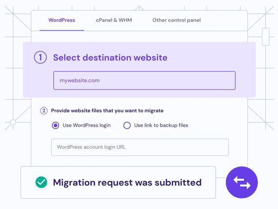 WordPress website migration process illustrated with server icons
